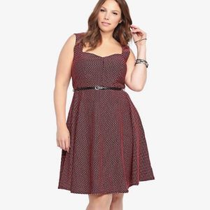 COPY - Torrid Jacquard Polka Dot Dress Black Orange/Coral 3X